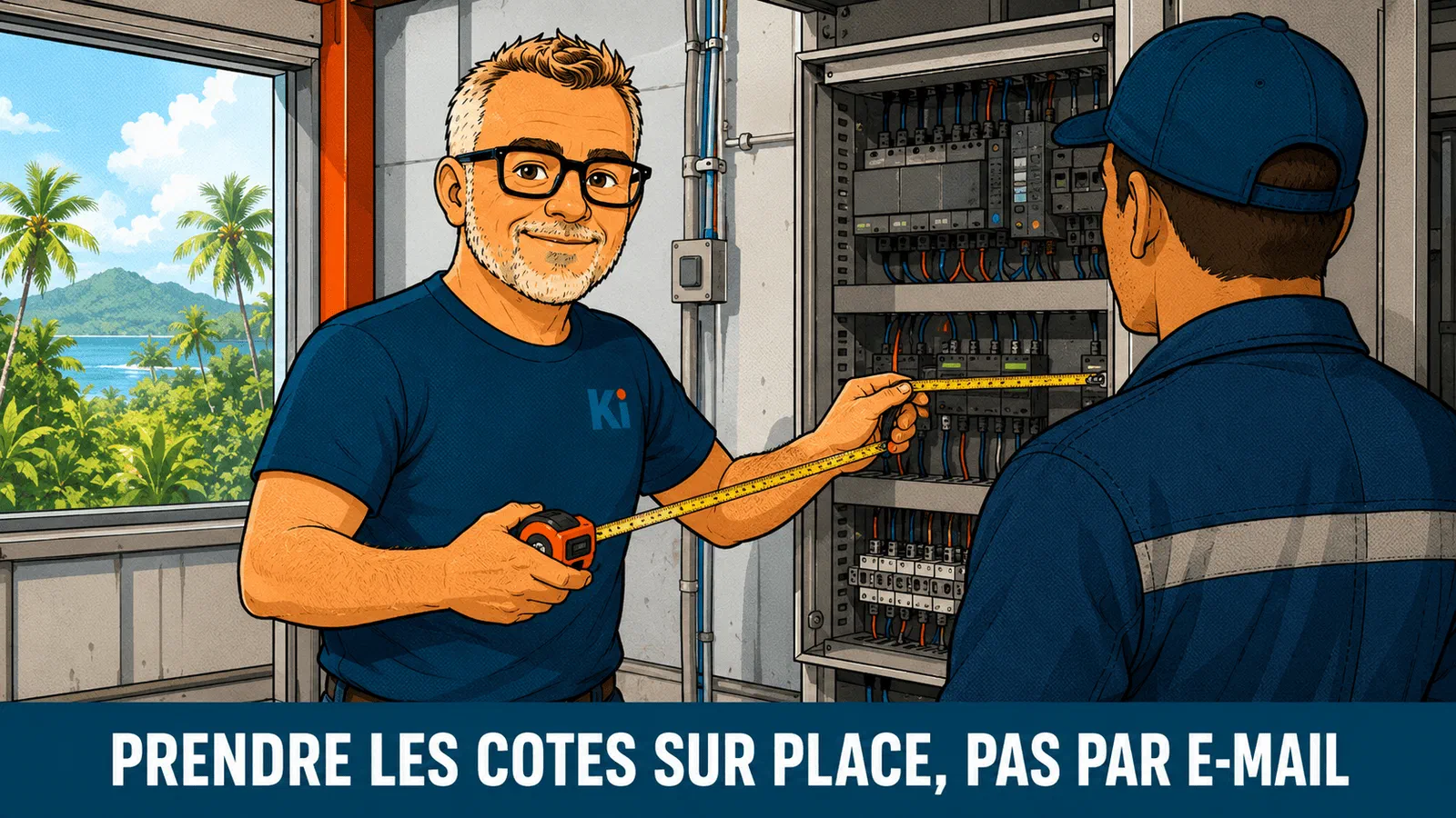 Prise de cotes directement sur le poste de travail d'un industriel en Guadeloupe, plutôt que par e-mail