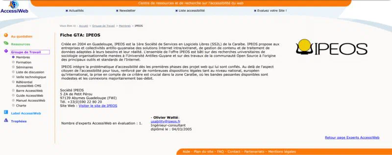 Olivier Watté dans le groupe de travail AccessiWeb — IPEOS, première SSLL de la Caraïbe, 2005