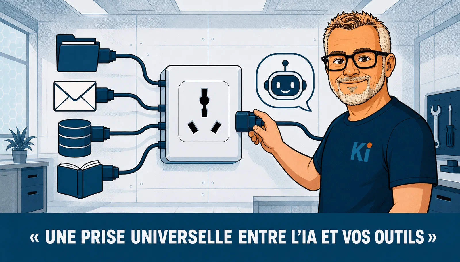 Un serveur MCP comme prise universelle : fichiers, messagerie, base de données et documentation branchés sur un assistant IA
